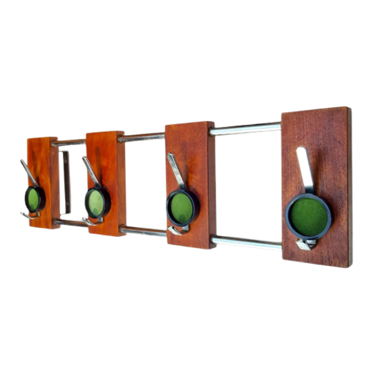 Mid Century Design Teakhouten Kapstok Chroom Frame 62X10X18 1