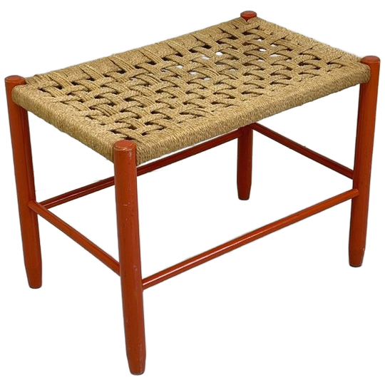 Jaren 70 Oranje Sisal Kruk Seventies Vintage 1
