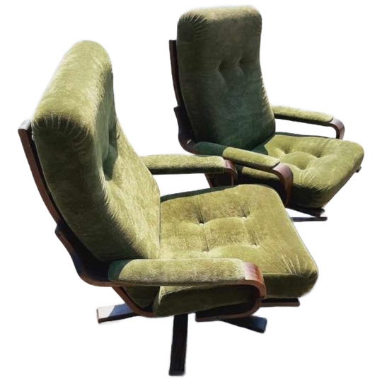 Set Van 2 Vintage 70'r Design Draaistoelen, Fauteuil. 1