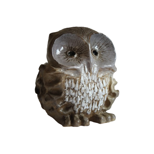 Ceramic Owl Sculpture By Elisabeth Vandeweghe 1970S, Belgium.