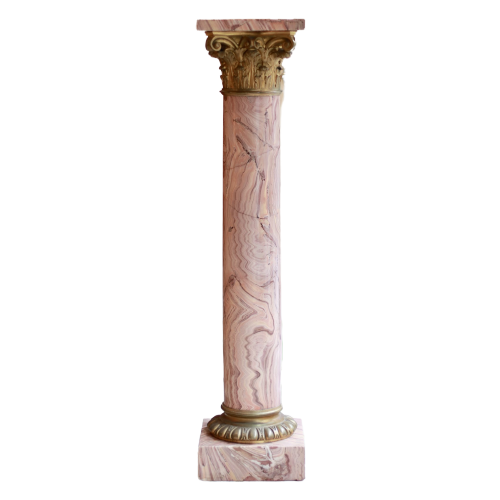 Korinthische Zuil In Roze Marmer En Verguld Brons