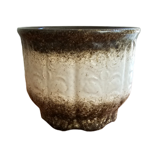 Vintage West Germany Bloempot Keramiek Bruintinten 1