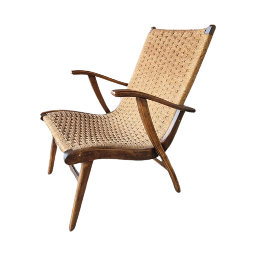 Bas Van Pelt Voor V&D Rope Chair Vintage Fauteuil Jaren 50