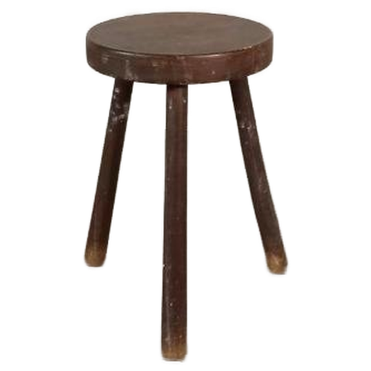 Vintage Tripod Houten Plantentafel Bijzettafel, Rond 1