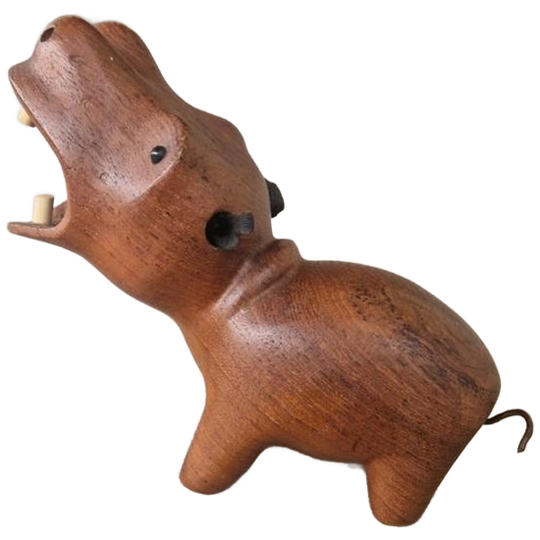 Mid Century Deens Teak Houten Nijlpaard 1