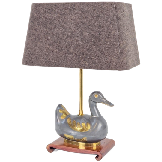 Vintage Eend Tafellamp Tin Messing ´70 Regency Duck Lamp 1