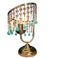 2 Stuks Murano Opaline Blauwe Tafellamlpen Vintage Kristal