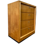 Vintage Houten Ladekast Kast – 4 Lades Met Metalen Grepen thumbnail 1