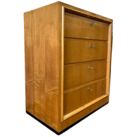 Vintage Houten Ladekast Kast – 4 Lades Met Metalen Grepen