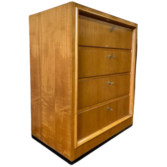Vintage Houten Ladekast Kast – 4 Lades Met Metalen Grepen 1
