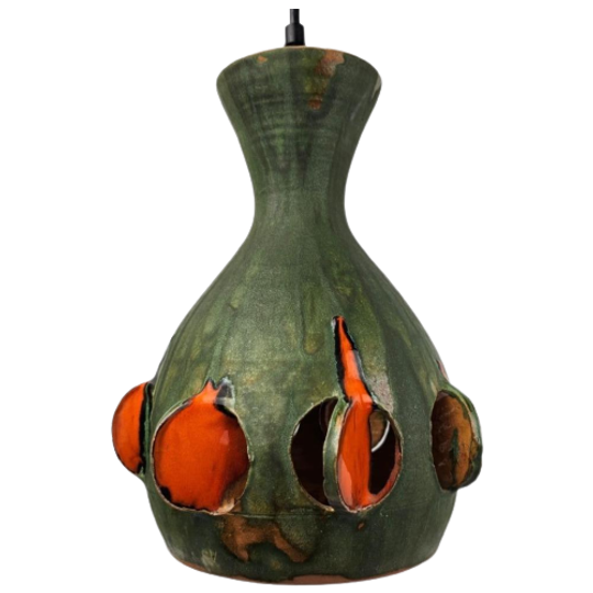 Schitterende West-duitse Vintage Keramieken Hanglamp 1