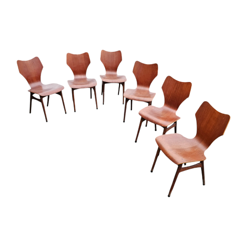 Set Of 6 Vintage Wooden Chairs, 1960S