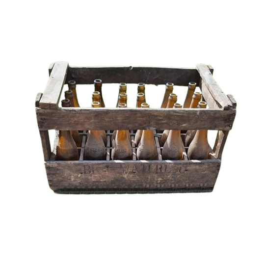 60 Tot 80 Jaar Oude Krat, Flessenkrat Met 24 Bierflessen. 1
