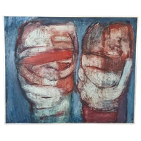 Vintage Origineel Schilderij, "Dubbelportret", M.W. Hendeiks