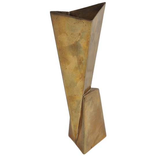 Kubistische WMF Vaas Verzilverde Messing Vase ‘30 Rare Duits 1