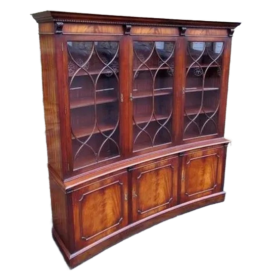 Gebogen Mahonie Regency Kast Met Astraal Glas 1