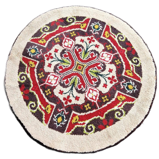 Vintage Rond Vloerkleed Wollen Vloerkleed 1