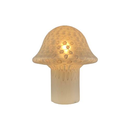 Large White Glass Peill And Putzler Mushroom Table Lamp Xl 1970