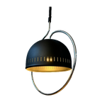 Dijkstra Space Age Hanglamp Met Chrome Frame En Zwart Metalen Kap thumbnail 1