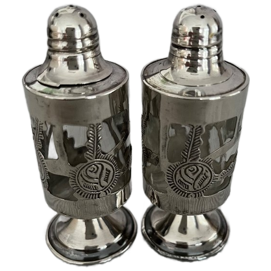 Uitzonderlijk Mooi Vintage Peper- En Zoutvaatje In Zilver 925. 1