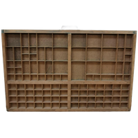 Brocante, Bruine Antieke Houten Letterbak, Wanddecoratie E