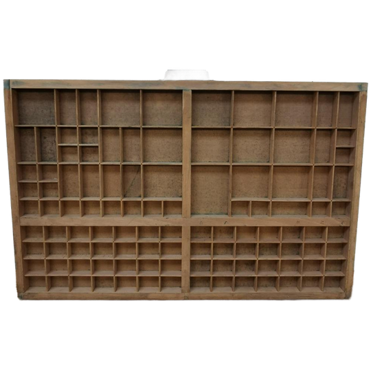Brocante, Bruine Antieke Houten Letterbak, Wanddecoratie E 1
