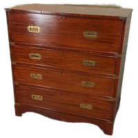 Vintage Campaign Chest Secretaire Ladekast, Reprodux