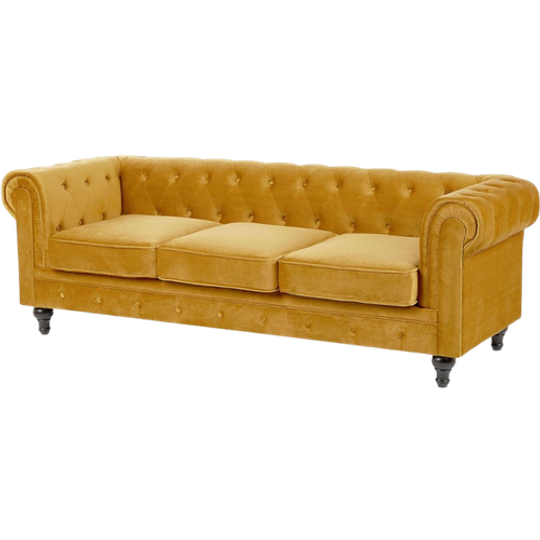 Chesterfield Beliani Geel - 3 Zits Bank 1