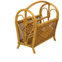 Vintage Boho Bamboe Rotan Lectuurbak Magazinerek Jaren 80