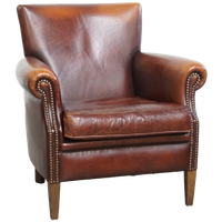 Vintage Karaktervolle Fauteuil Gemaakt Van Schapenleer Met Een Prachtige Warme Kleurstelling