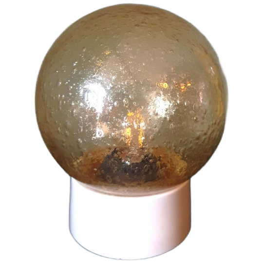 Vintage Plafonniere - Bol Lamp - Bubble Glass - Amber 1