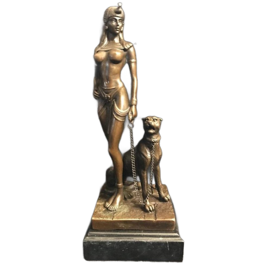 Prachtig Zuiver Bronzen Beeld Cleopatra 1