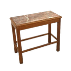 Oude Houten Tafel Met Marmeren Blad thumbnail 1
