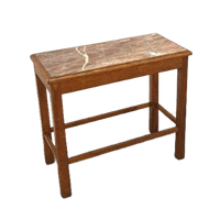 Oude Houten Tafel Met Marmeren Blad