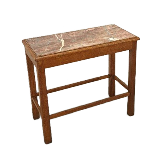 Oude Houten Tafel Met Marmeren Blad 1