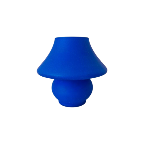 Blauw Glazen Mushroom Lampje Vintage Lamp