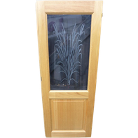Mooie Eiken Deur Met Decoratief Geslepen Glas