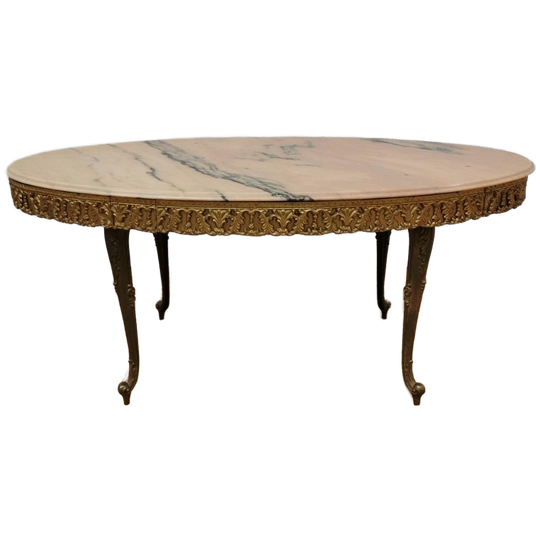 Vintage Hollywood Regency Salontafel Koffietafel Marmer Blad 1