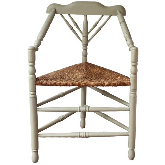 Antieke Hoekstoel Rieten Zitting Lichtgroen 1