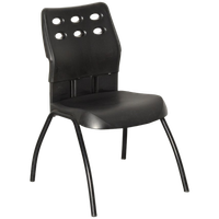 Steelcase Strafor Kantinestoel, Zwart, 4-Poot Onderstel
