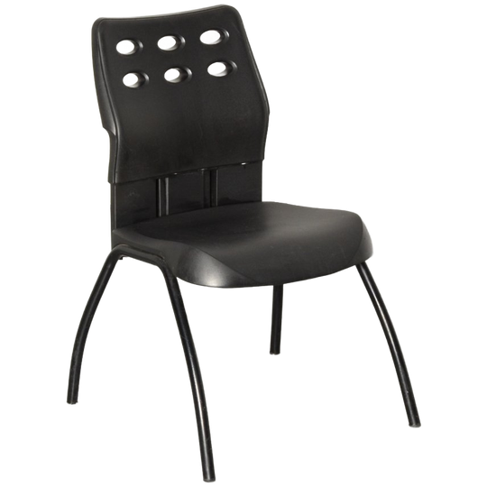 Steelcase Strafor Kantinestoel, Zwart, 4-poot Onderstel 1