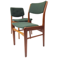 2 Vintage Teak Houten Stoelen Groene Ploegstof De Ploeg