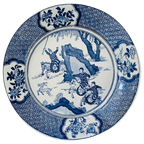 Chinees Sierbord Blauw Porselein Jachttafereel thumbnail 1