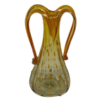 Hand Made Italian Glass Vase (Large)- Amber Colored With Yellow And Orange Details - Excellent Qu thumbnail 1