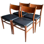 4 Pastoe Teak Skai Eetkamerstoelen Sa10 Cees Braakman thumbnail 1