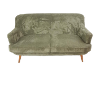 Vintage Tweepersoons Bankje Groene Rib | Ribstof Groen Nieuw