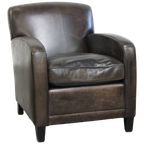 Stijlvolle En Comfortabele Zwart/ Grijze Design Fauteuil/ Armchair Gemaakt Van Schapenleer thumbnail 1