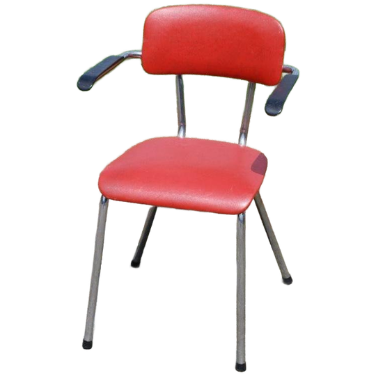 Vintage Buisframestoel Met Armleuningen Rood 1