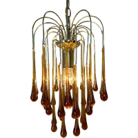 Vintage Amberkleurige ‘teardrop’ Kroonluchter