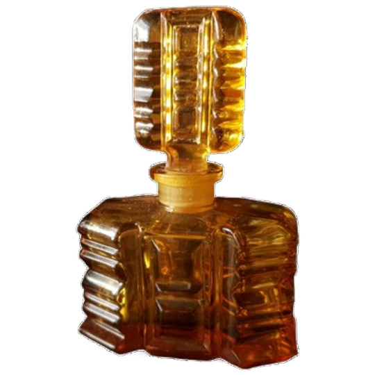 Vintage Art Deco Stijl Parfumflesje Amber Kleurig Glas 1